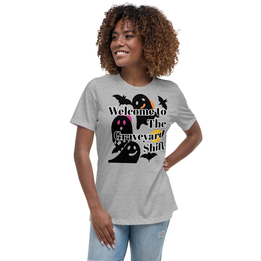 Welcome Boo, Graveyard shift ,Halloween Women's Relaxed T-Shirt