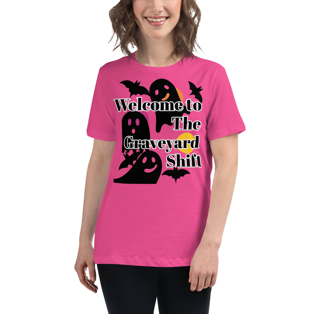Welcome Boo, Graveyard shift ,Halloween Women's Relaxed T-Shirt