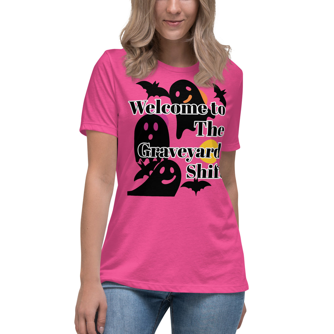 Welcome Boo, Graveyard shift ,Halloween Women's Relaxed T-Shirt