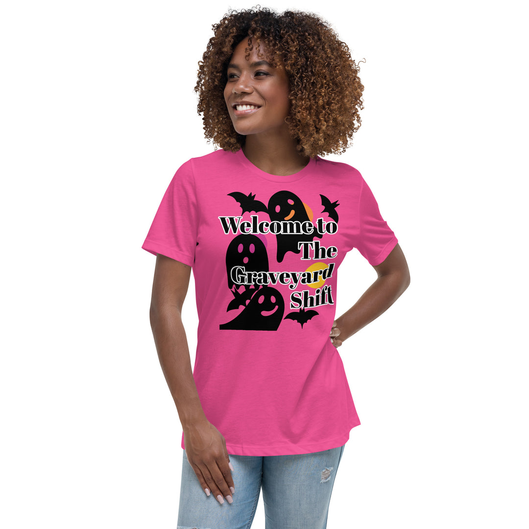 Welcome Boo, Graveyard shift ,Halloween Women's Relaxed T-Shirt