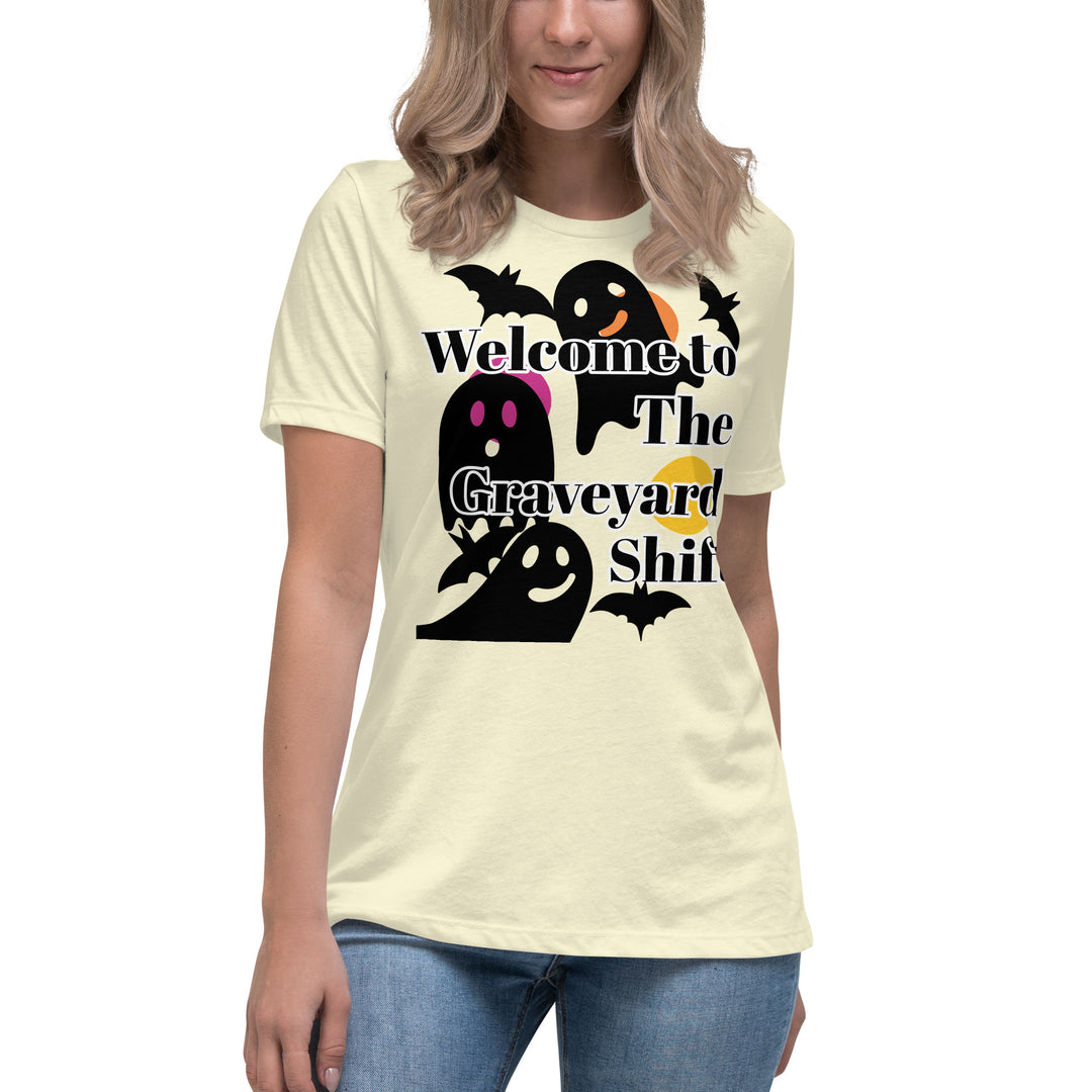 Welcome Boo, Graveyard shift ,Halloween Women's Relaxed T-Shirt