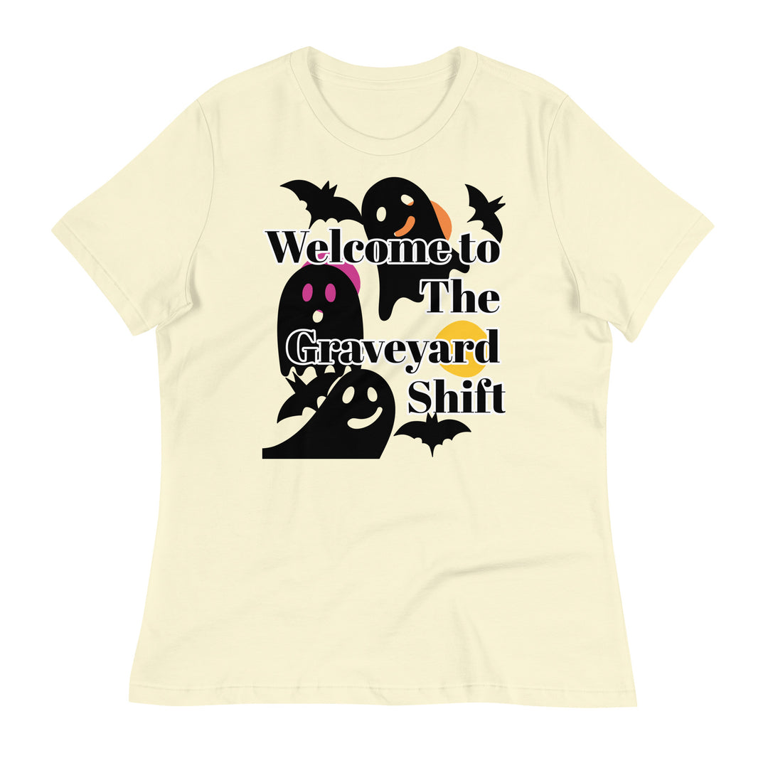 Welcome Boo, Graveyard shift ,Halloween Women's Relaxed T-Shirt