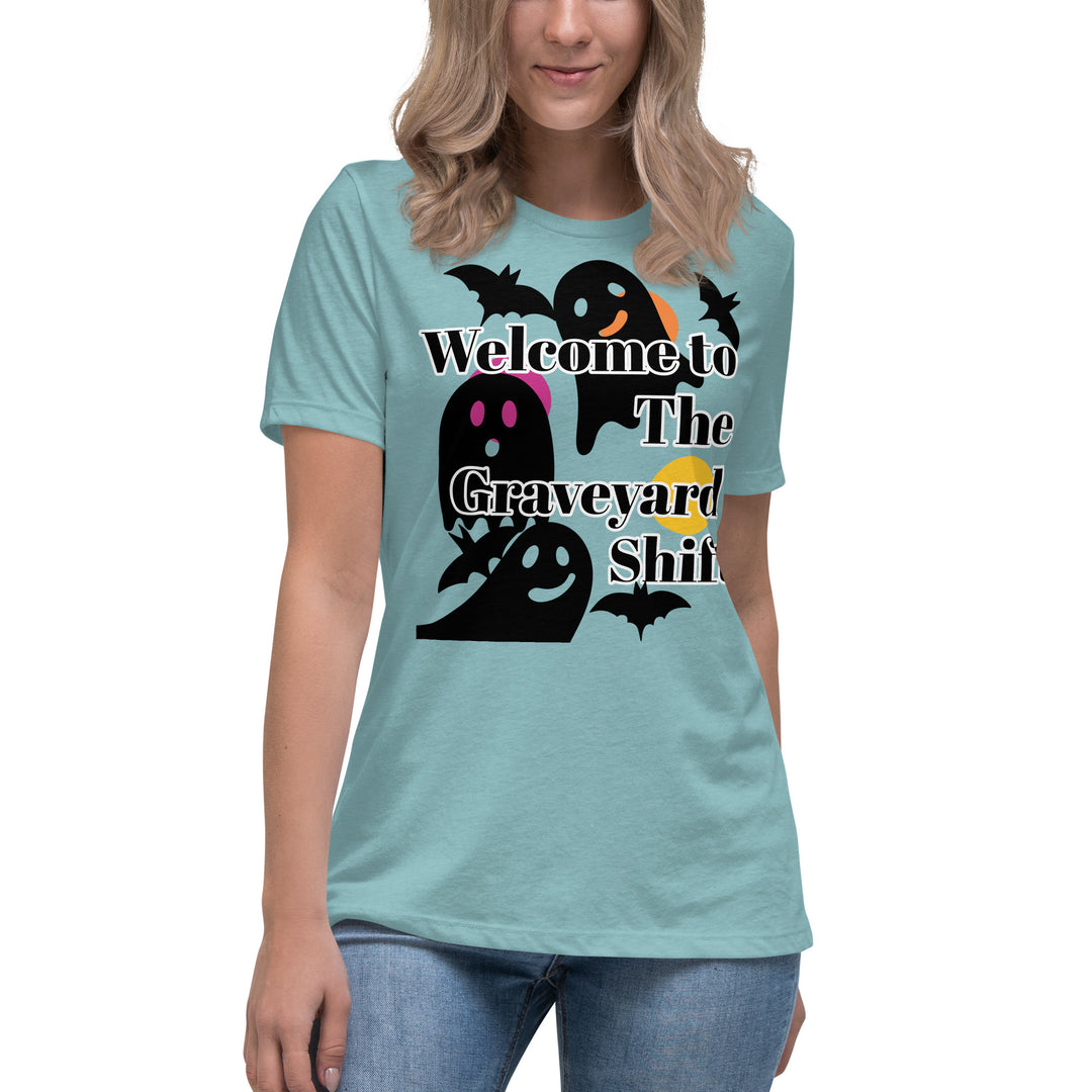Welcome Boo, Graveyard shift ,Halloween Women's Relaxed T-Shirt