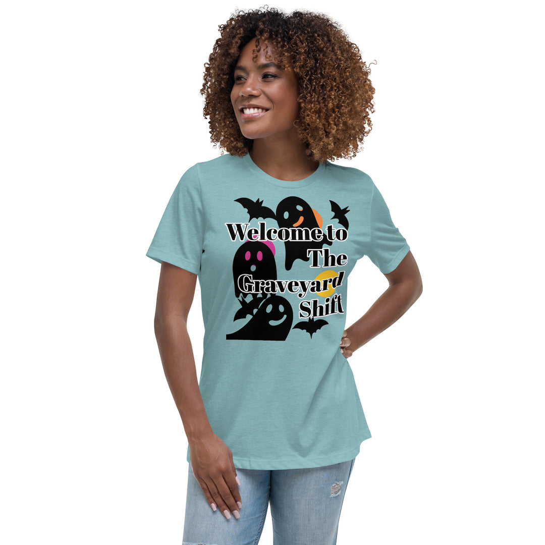 Welcome Boo, Graveyard shift ,Halloween Women's Relaxed T-Shirt