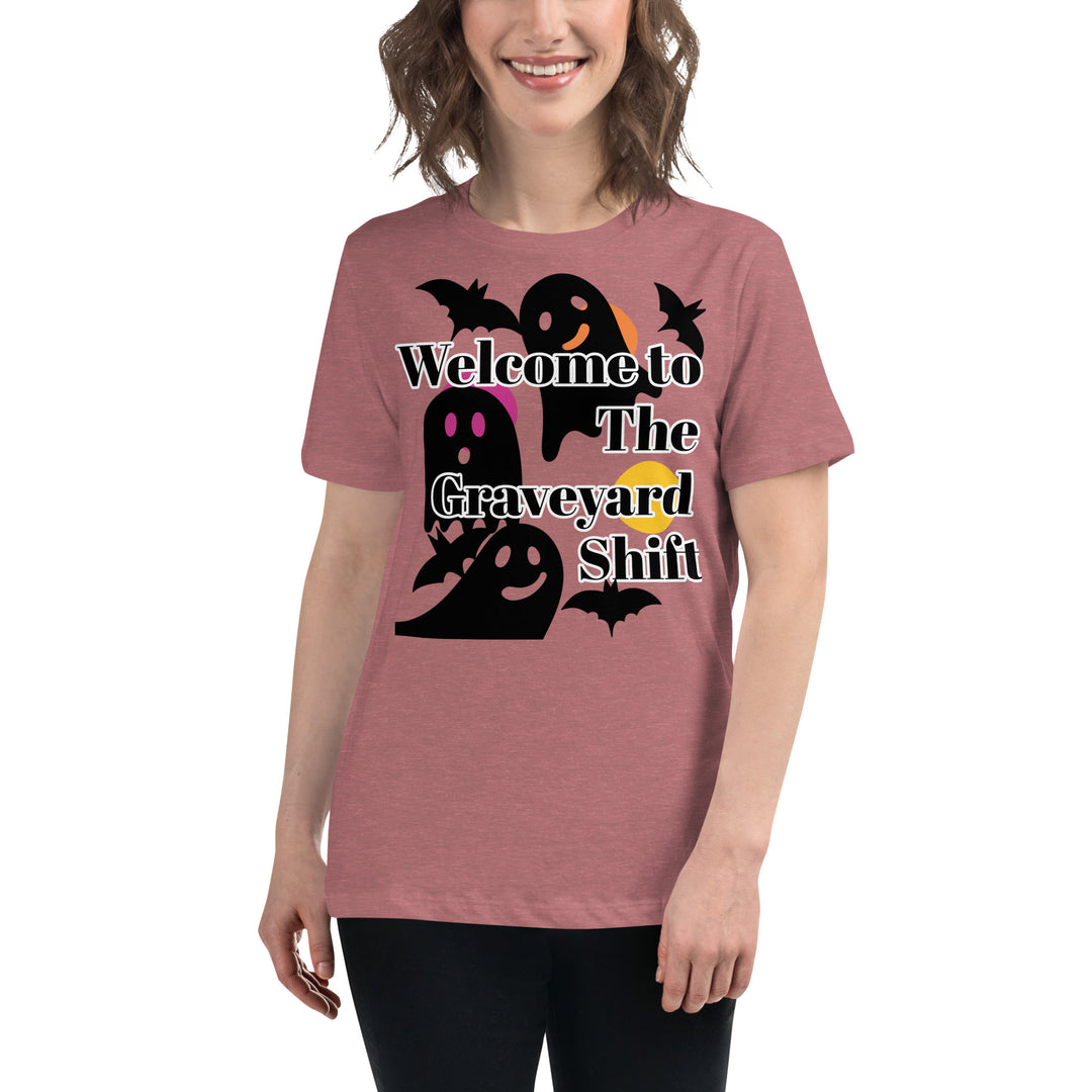 Welcome Boo, Graveyard shift ,Halloween Women's Relaxed T-Shirt
