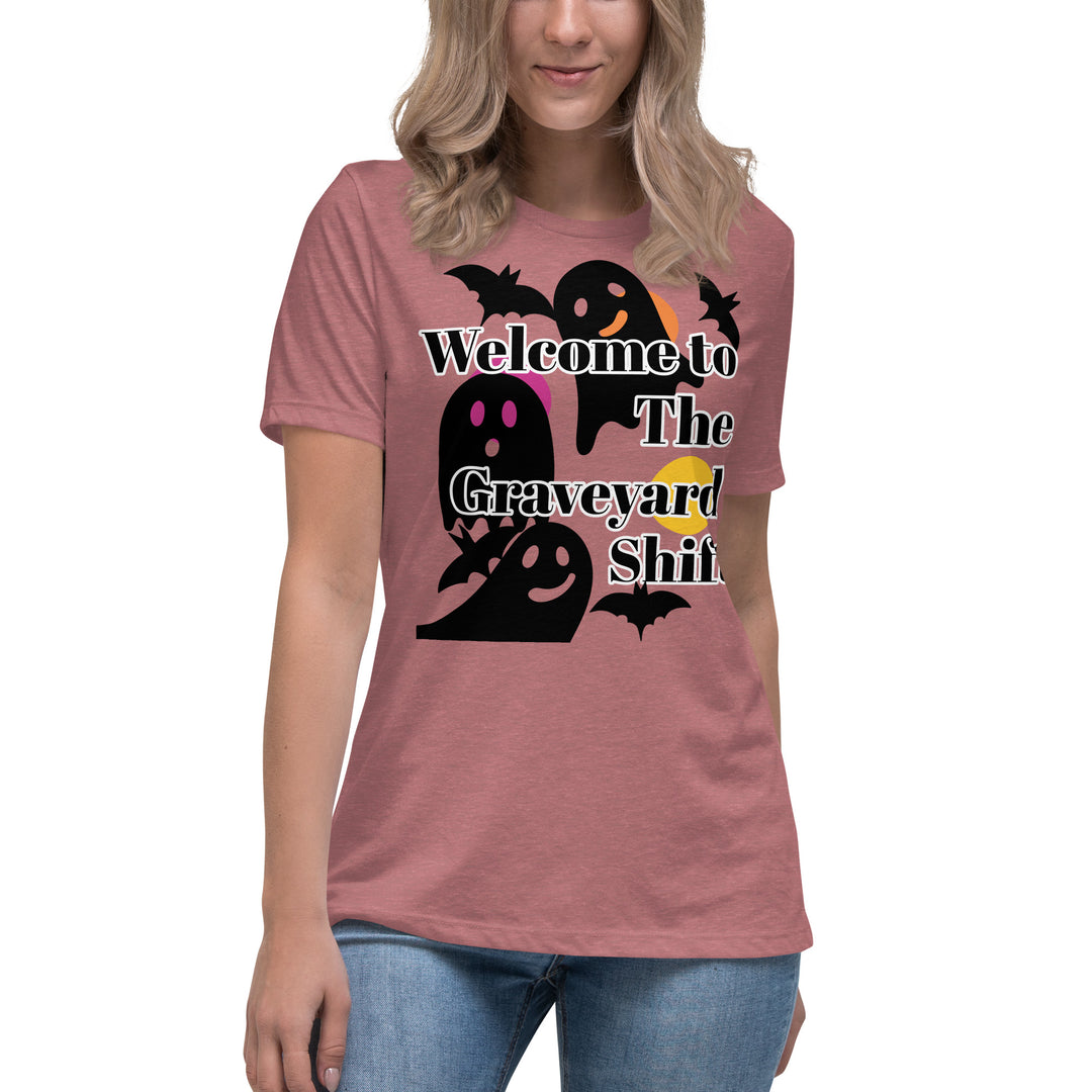 Welcome Boo, Graveyard shift ,Halloween Women's Relaxed T-Shirt