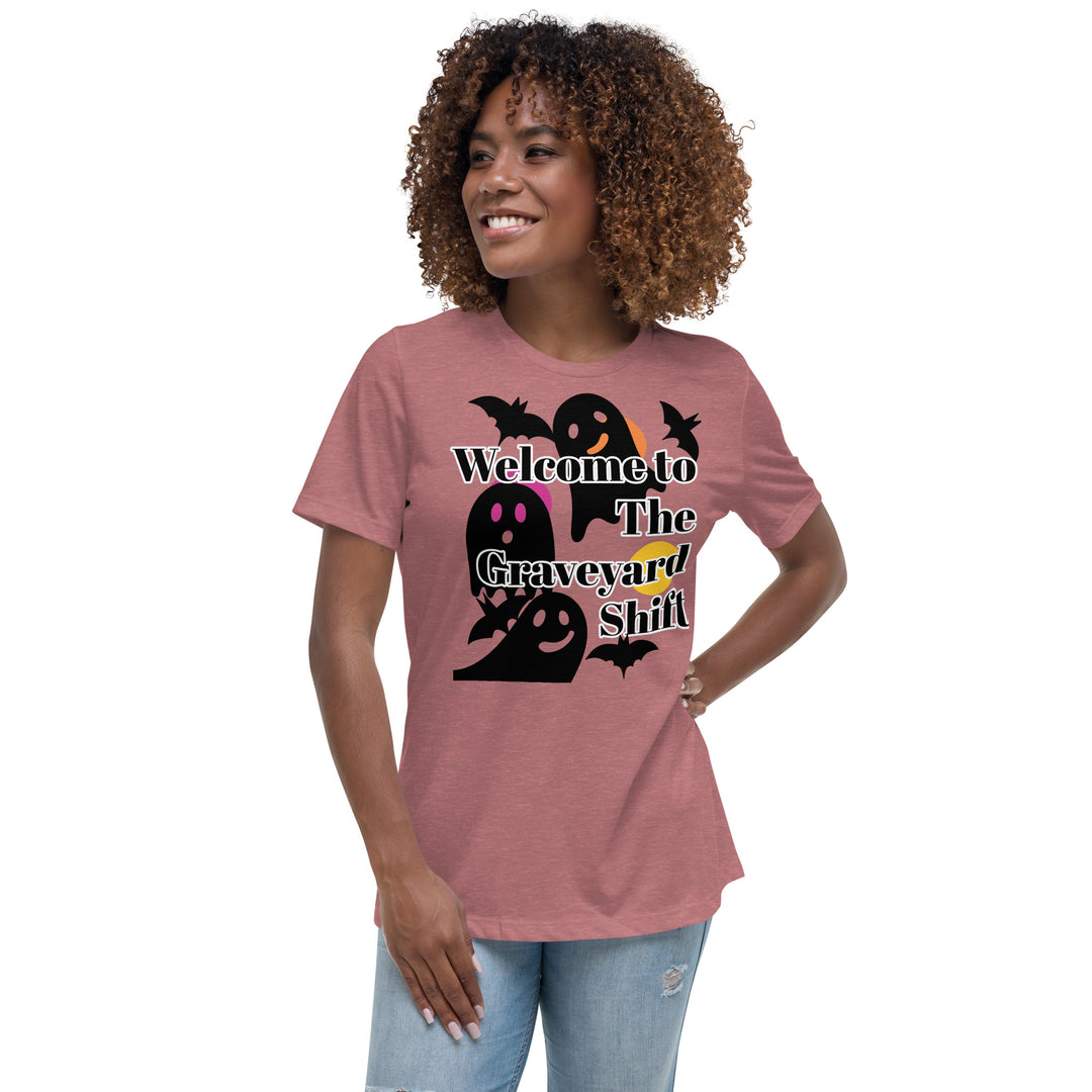 Welcome Boo, Graveyard shift ,Halloween Women's Relaxed T-Shirt