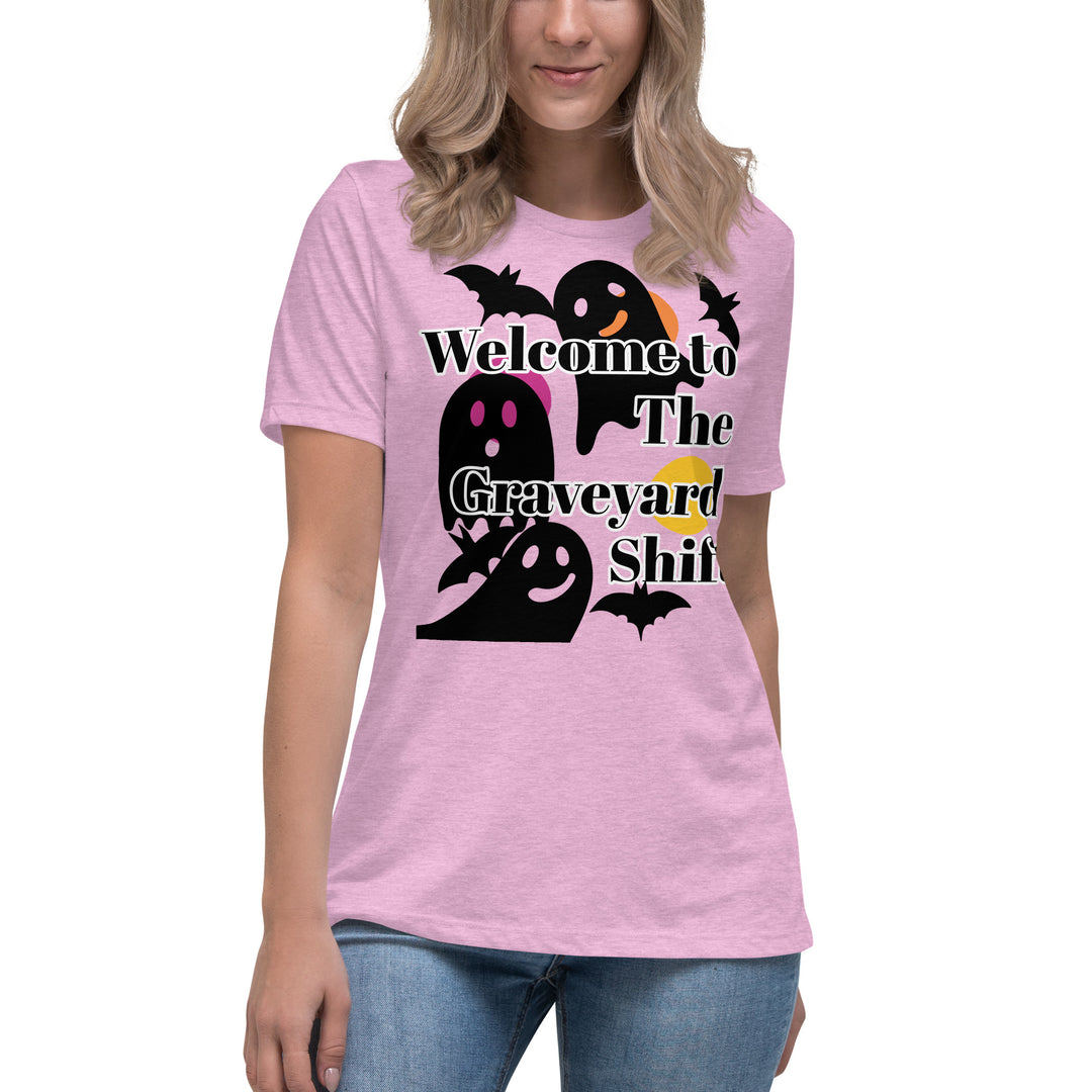 Welcome Boo, Graveyard shift ,Halloween Women's Relaxed T-Shirt