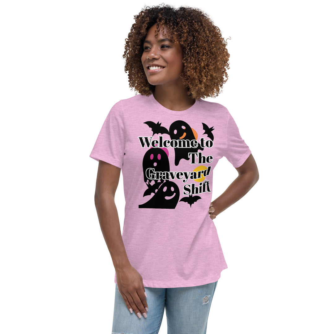 Welcome Boo, Graveyard shift ,Halloween Women's Relaxed T-Shirt