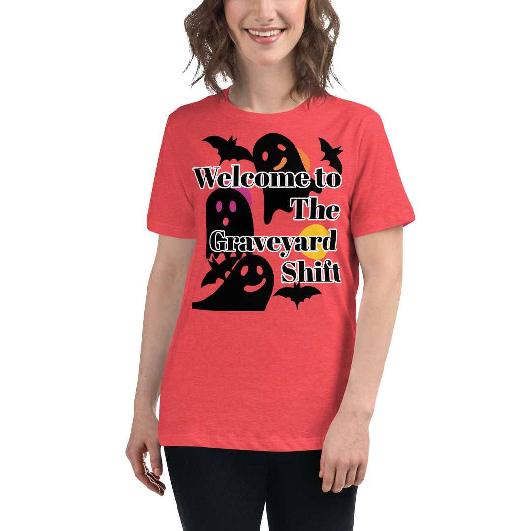 Welcome Boo, Graveyard shift ,Halloween Women's Relaxed T-Shirt