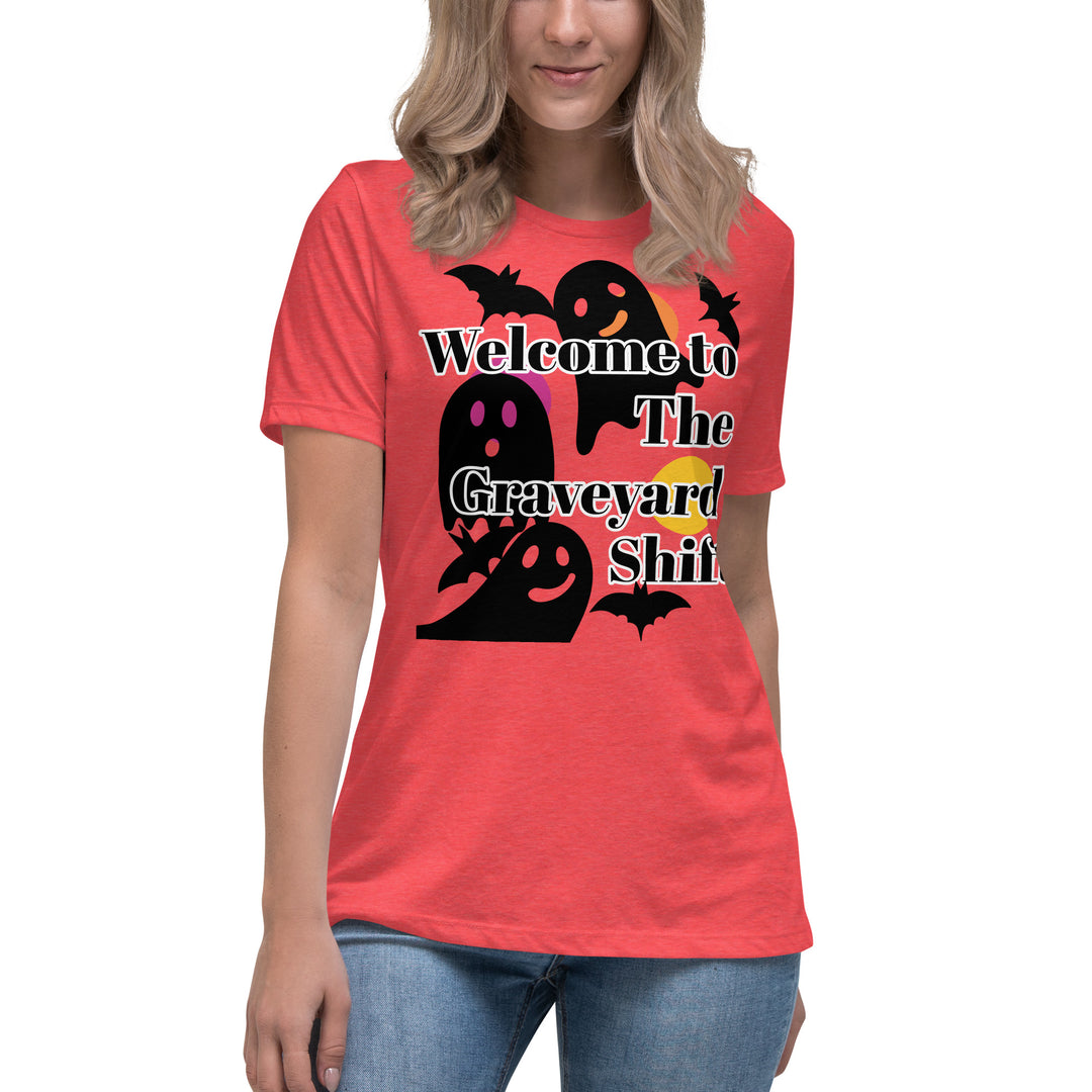 Welcome Boo, Graveyard shift ,Halloween Women's Relaxed T-Shirt