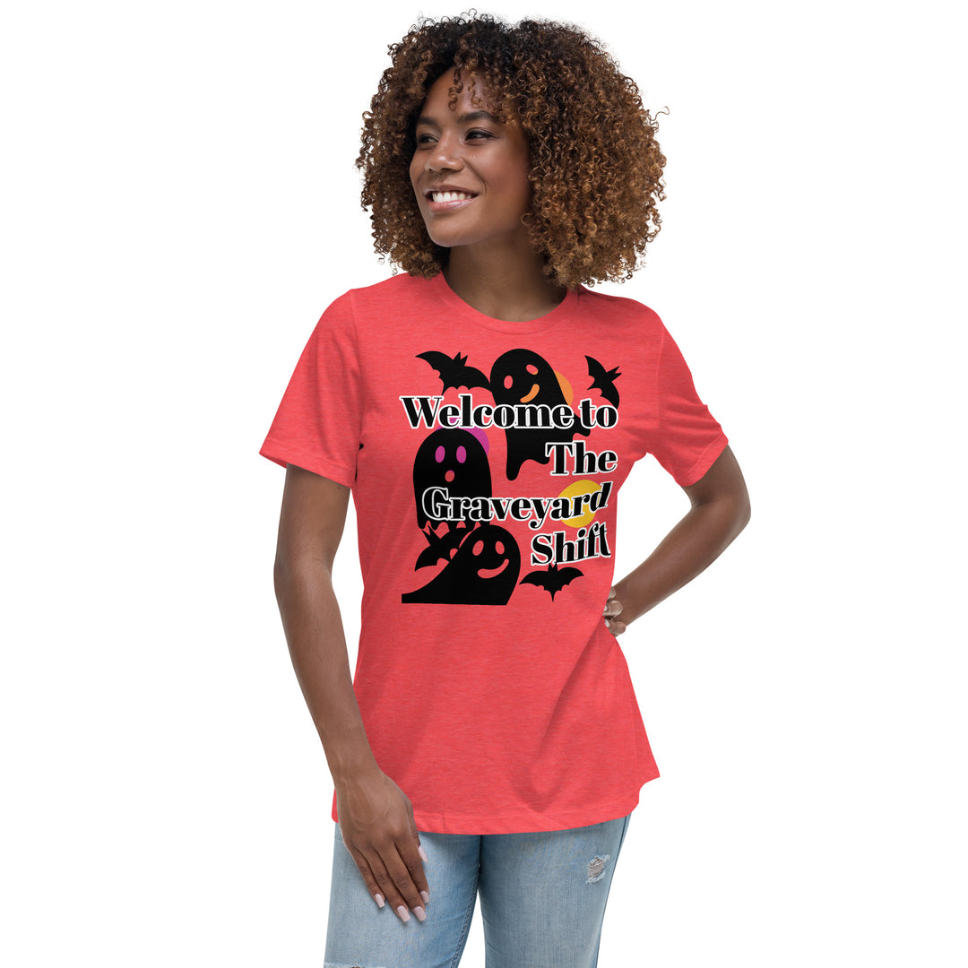 Welcome Boo, Graveyard shift ,Halloween Women's Relaxed T-Shirt