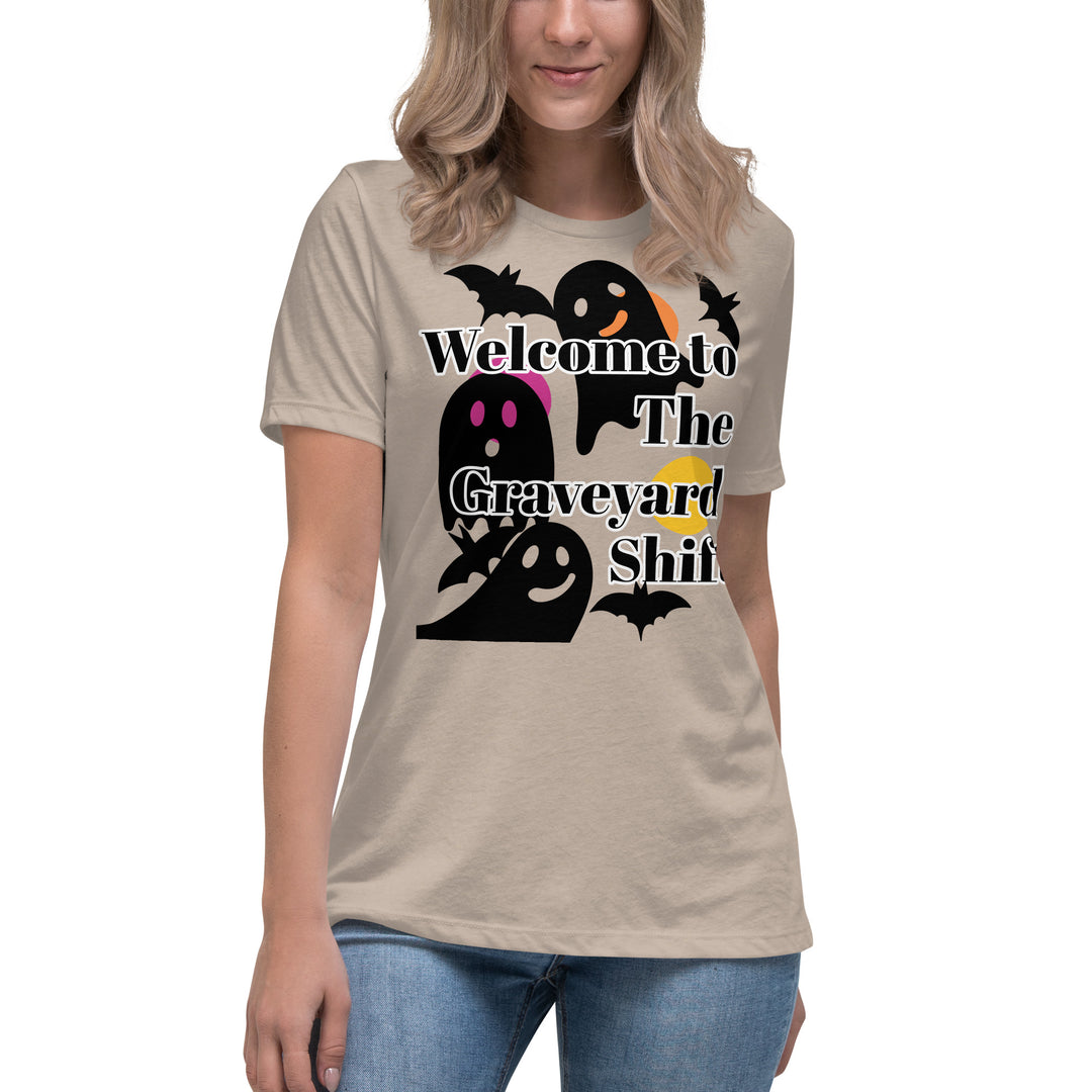 Welcome Boo, Graveyard shift ,Halloween Women's Relaxed T-Shirt