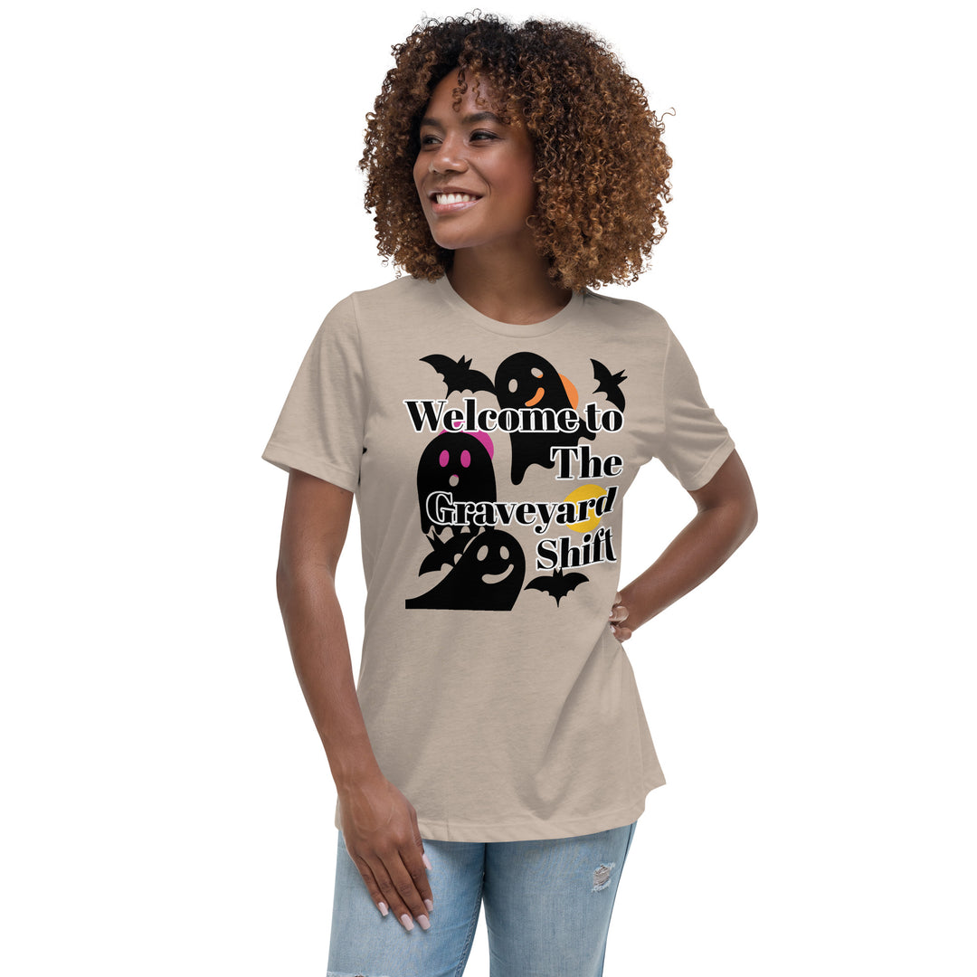Welcome Boo, Graveyard shift ,Halloween Women's Relaxed T-Shirt