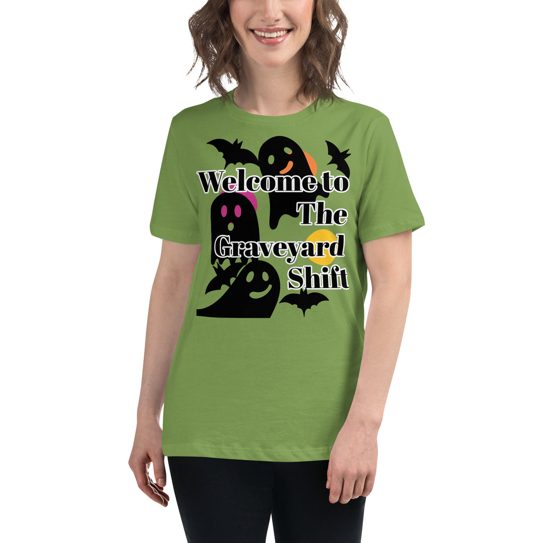 Welcome Boo, Graveyard shift ,Halloween Women's Relaxed T-Shirt