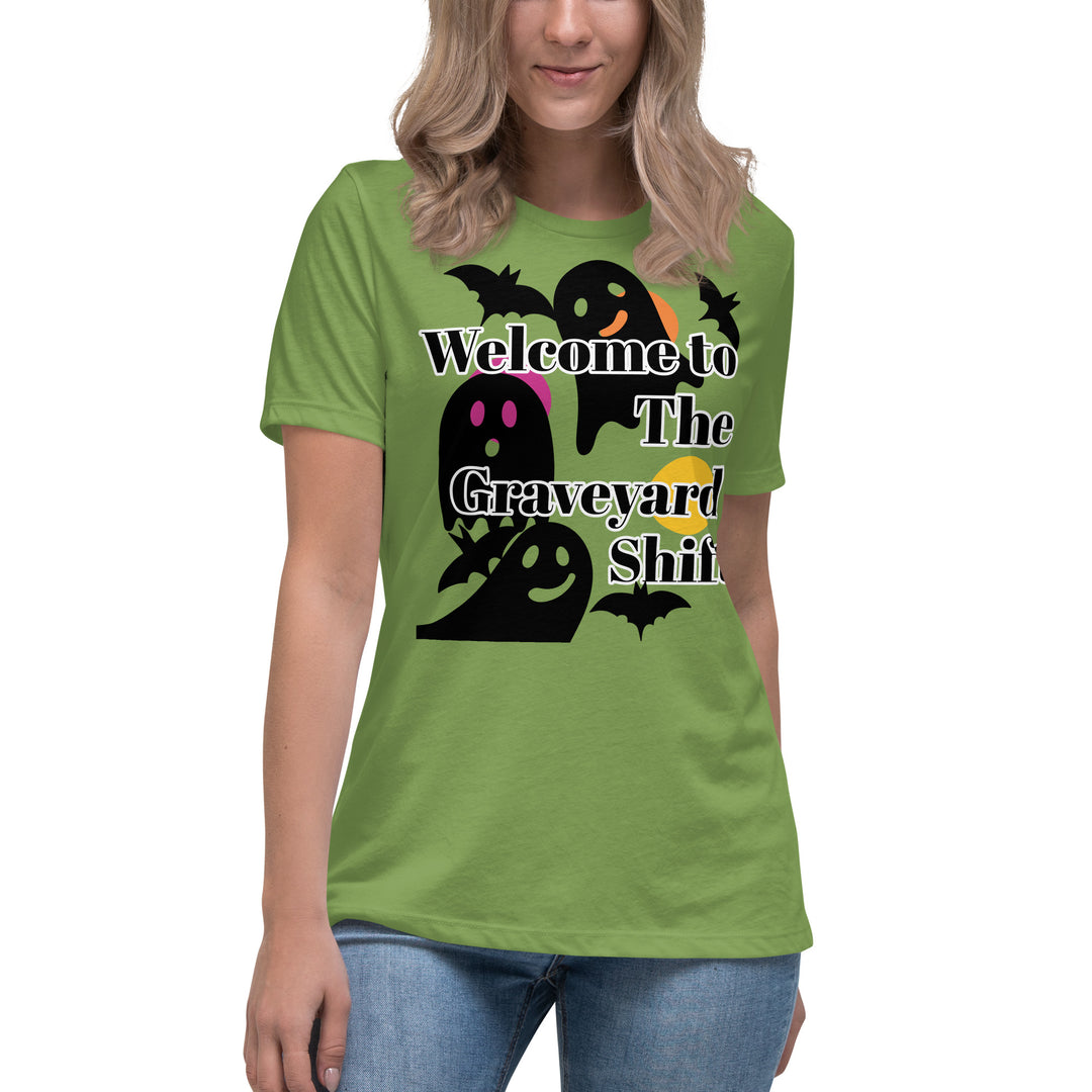 Welcome Boo, Graveyard shift ,Halloween Women's Relaxed T-Shirt