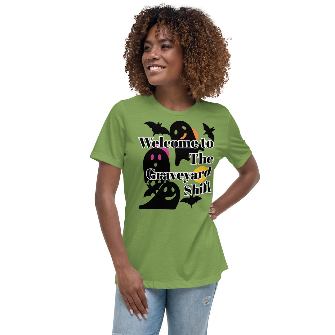 Welcome Boo, Graveyard shift ,Halloween Women's Relaxed T-Shirt