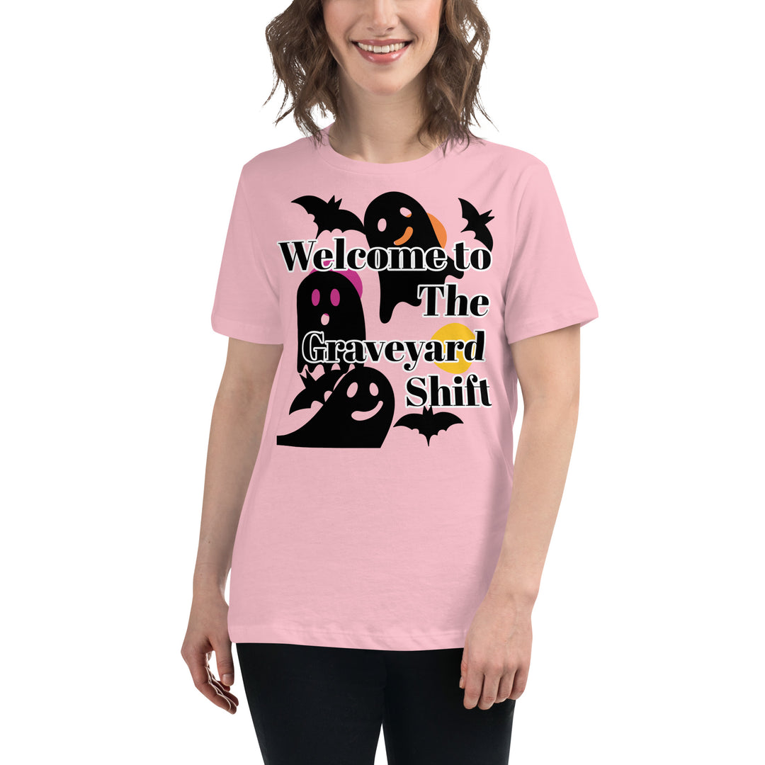 Welcome Boo, Graveyard shift ,Halloween Women's Relaxed T-Shirt