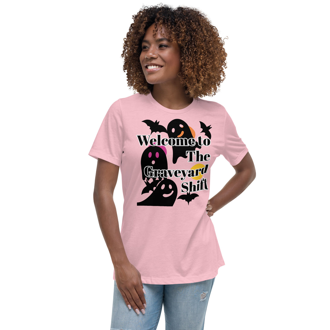 Welcome Boo, Graveyard shift ,Halloween Women's Relaxed T-Shirt