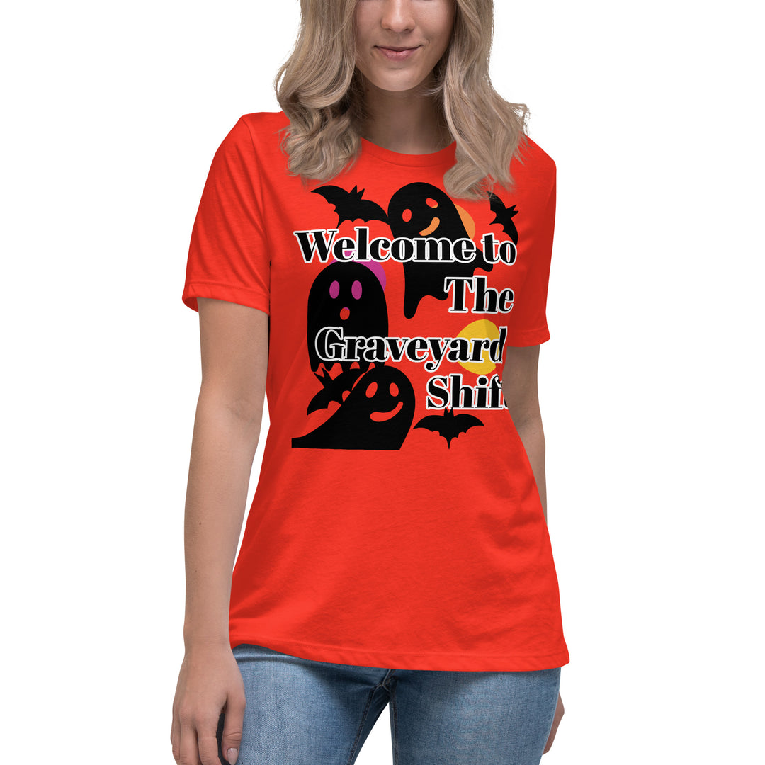 Welcome Boo, Graveyard shift ,Halloween Women's Relaxed T-Shirt