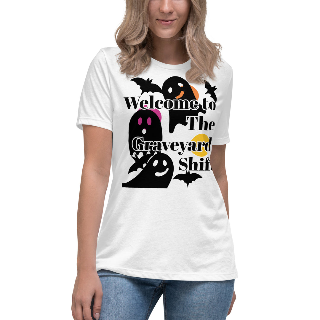 Welcome Boo, Graveyard shift ,Halloween Women's Relaxed T-Shirt