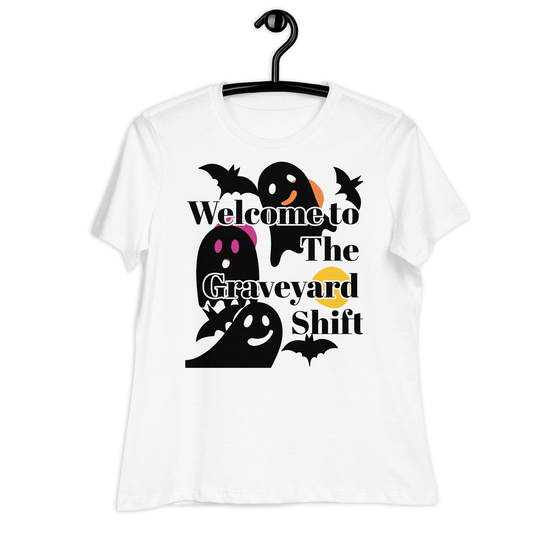 Welcome Boo, Graveyard shift ,Halloween Women's Relaxed T-Shirt