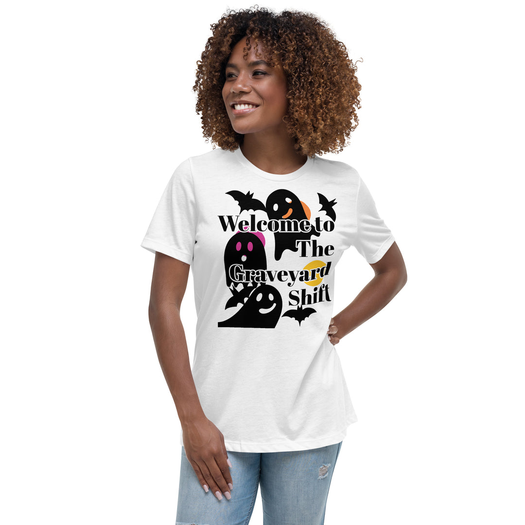 Welcome Boo, Graveyard shift ,Halloween Women's Relaxed T-Shirt