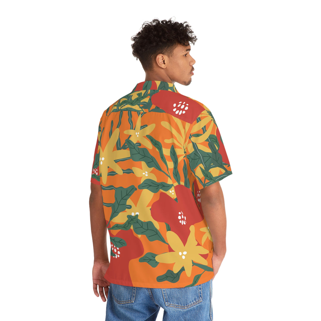 Summer Vibes Orange Men's Hawaiian Shirt (AOP)