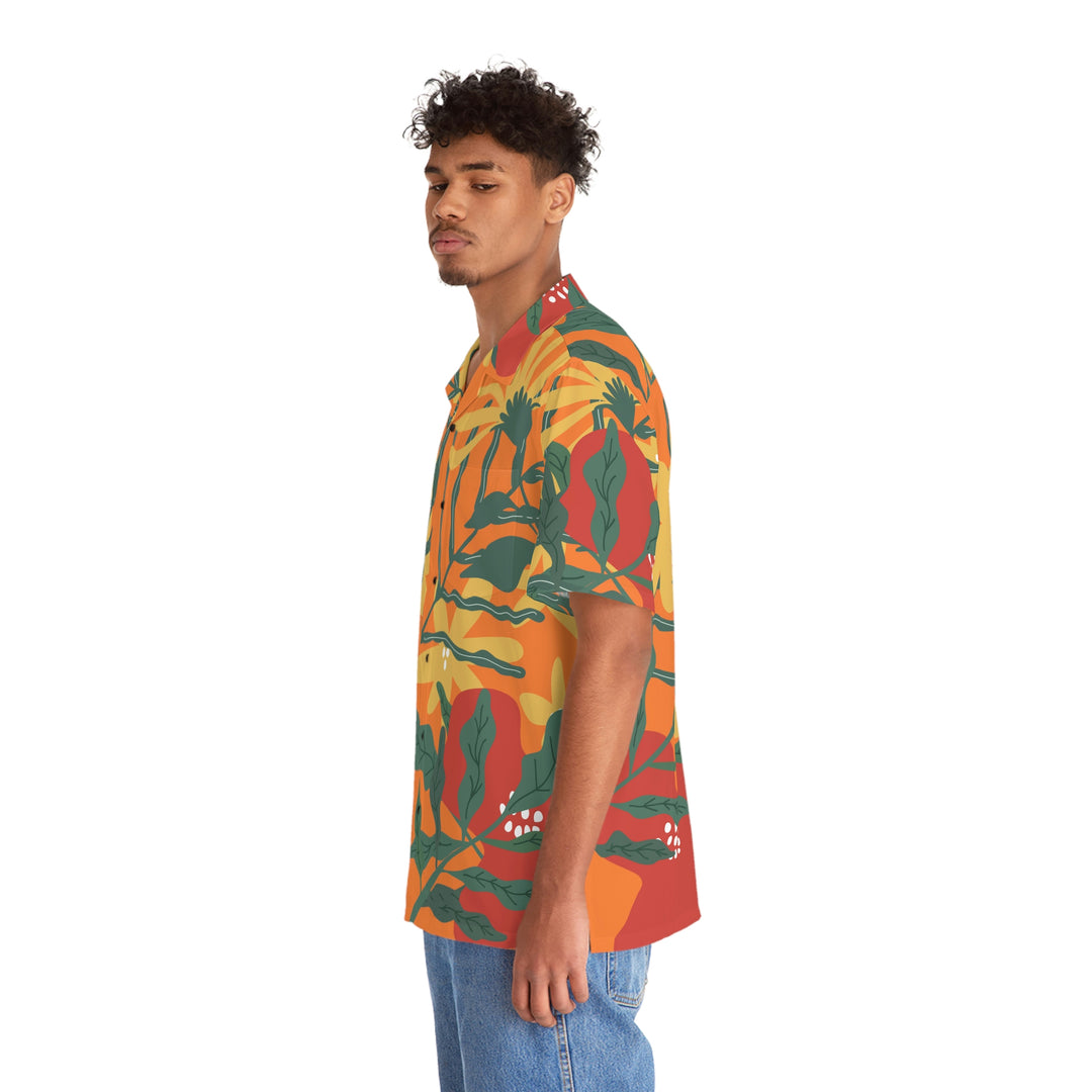 Summer Vibes Orange Men's Hawaiian Shirt (AOP)