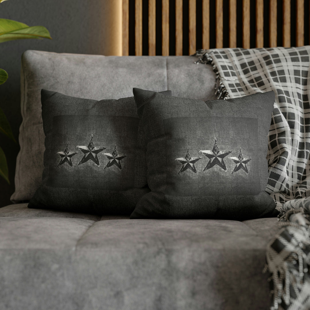 Triple Star on dark grey Faux Suede Square Pillow Case