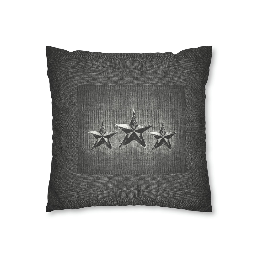 Triple Star on dark grey Faux Suede Square Pillow Case