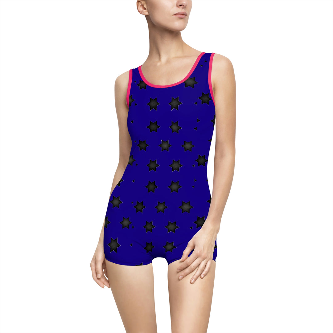 Black stars Women's Vintage Swimsuit (AOP)