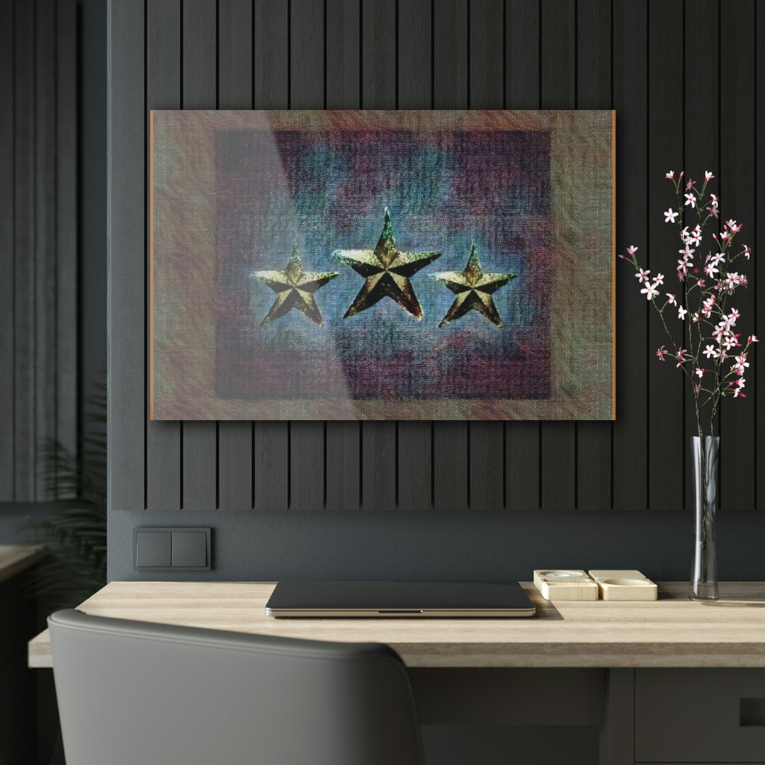 Rustic Triple Star with Plum Acrylic Prints