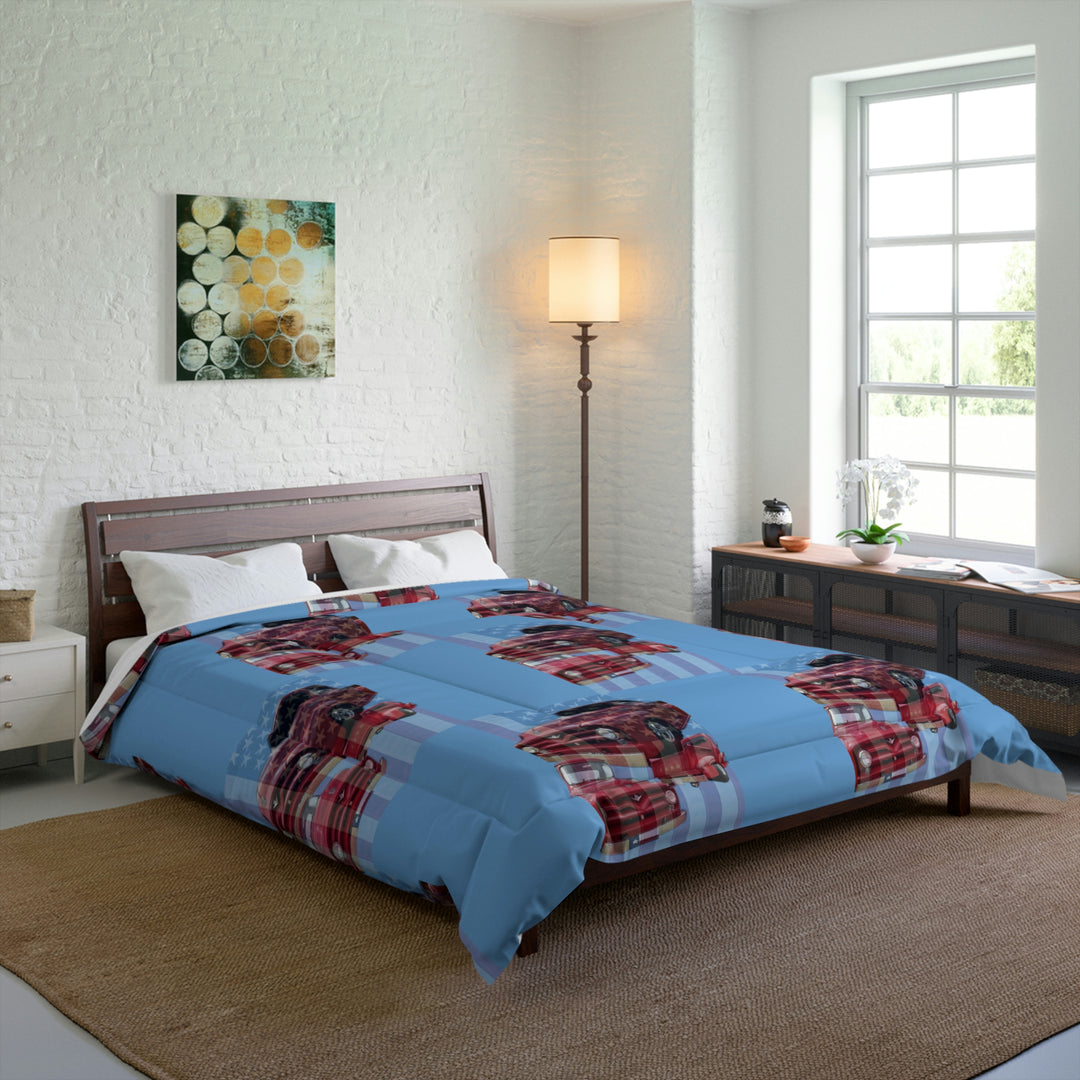 Triple 1956 Red Ford Comforter