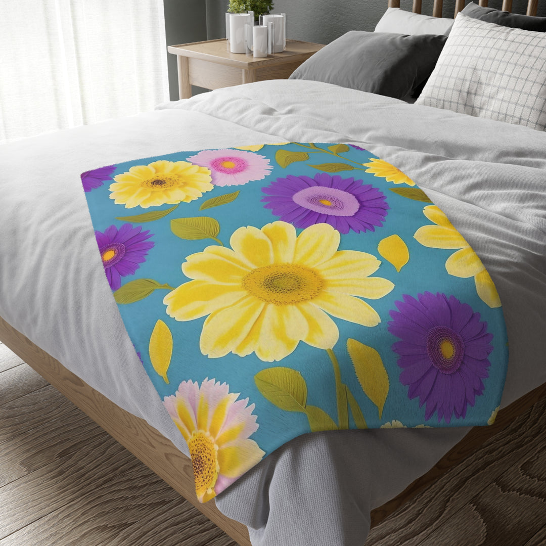 Flower Power Velveteen Minky Blanket (Two-sided print)