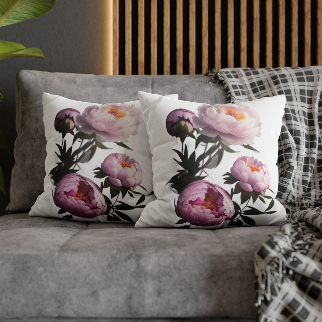 Peony Bouquet Spun Polyester Square Pillow Case