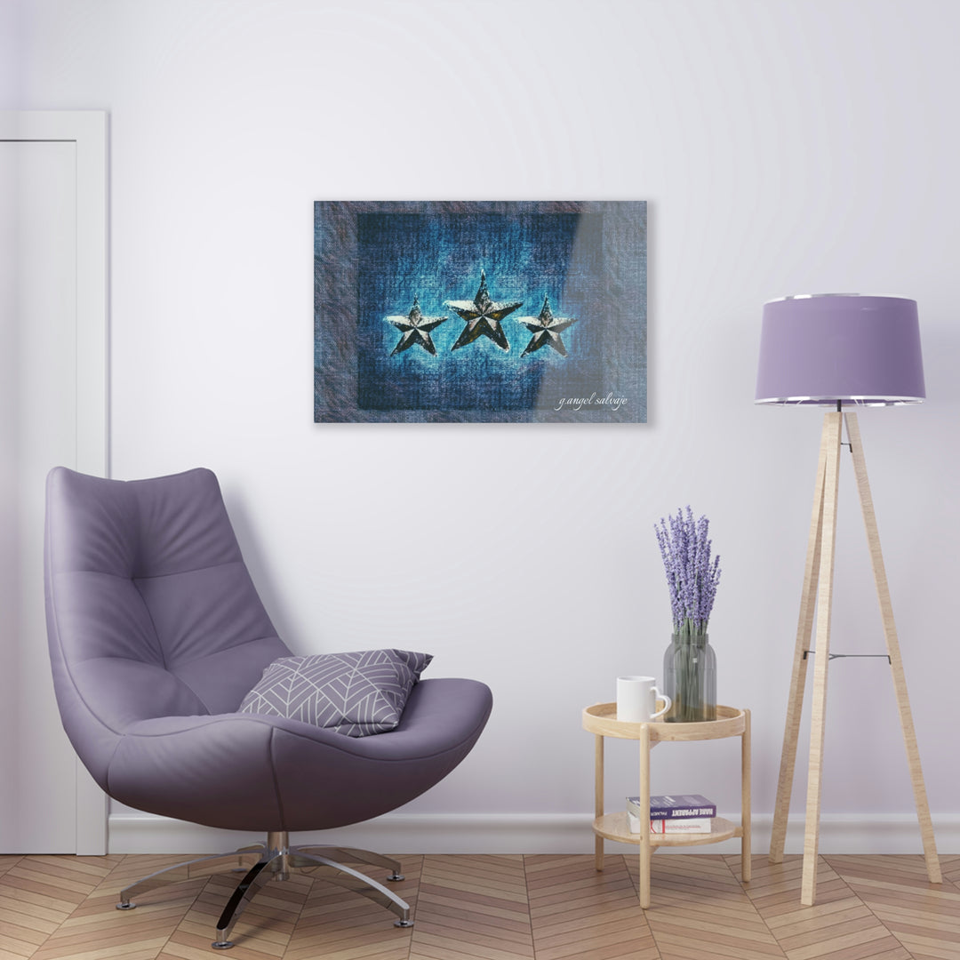Triple Star in Textured Blues Acrylic Prints