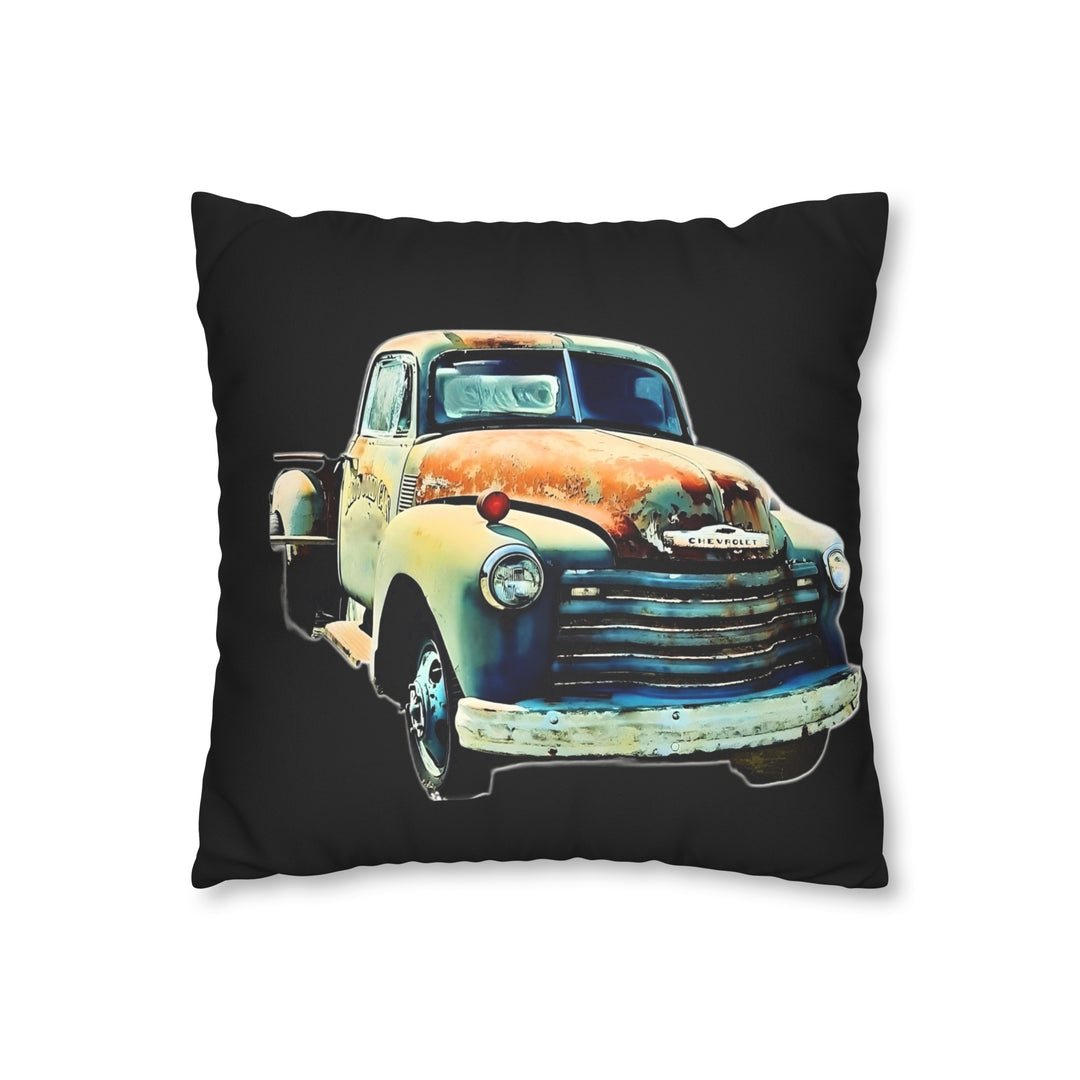 1953 Antique Truck , Black Faux Suede Square Pillow Case