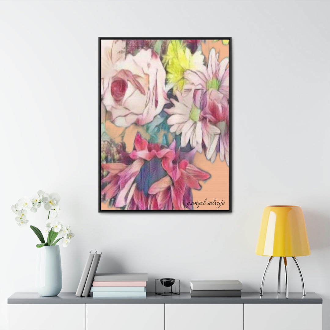Floral/ coral background Gallery Canvas Wraps, Vertical Frame