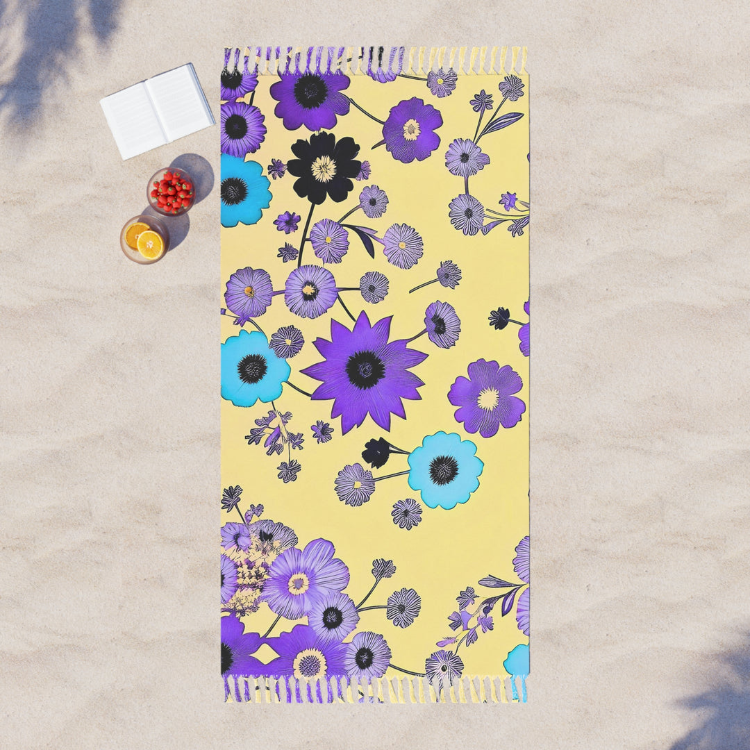 Purple Flowers Dancing on Sunshine, no words Boho Beach Cloth