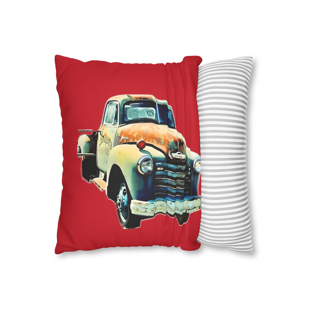 1953 Antique Truck , Red Faux Suede Square Pillow Case