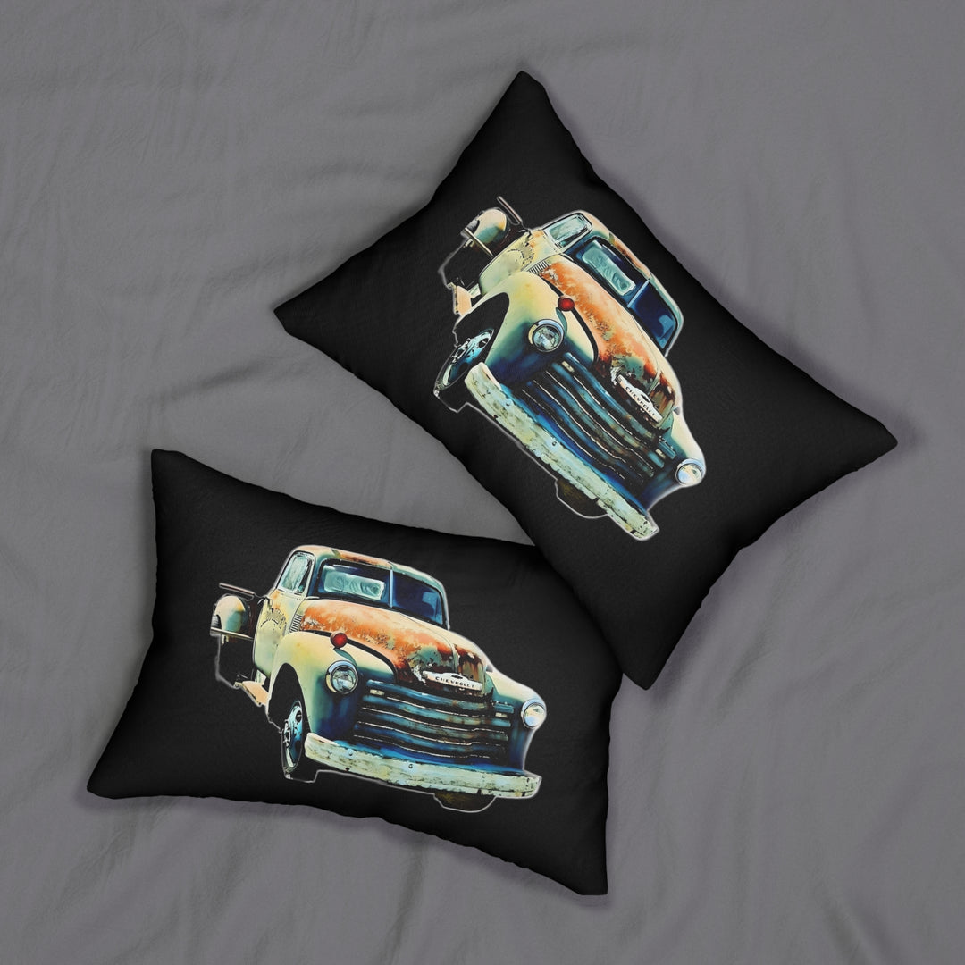 1953 Antique Truck, Black Spun Polyester Lumbar Pillow
