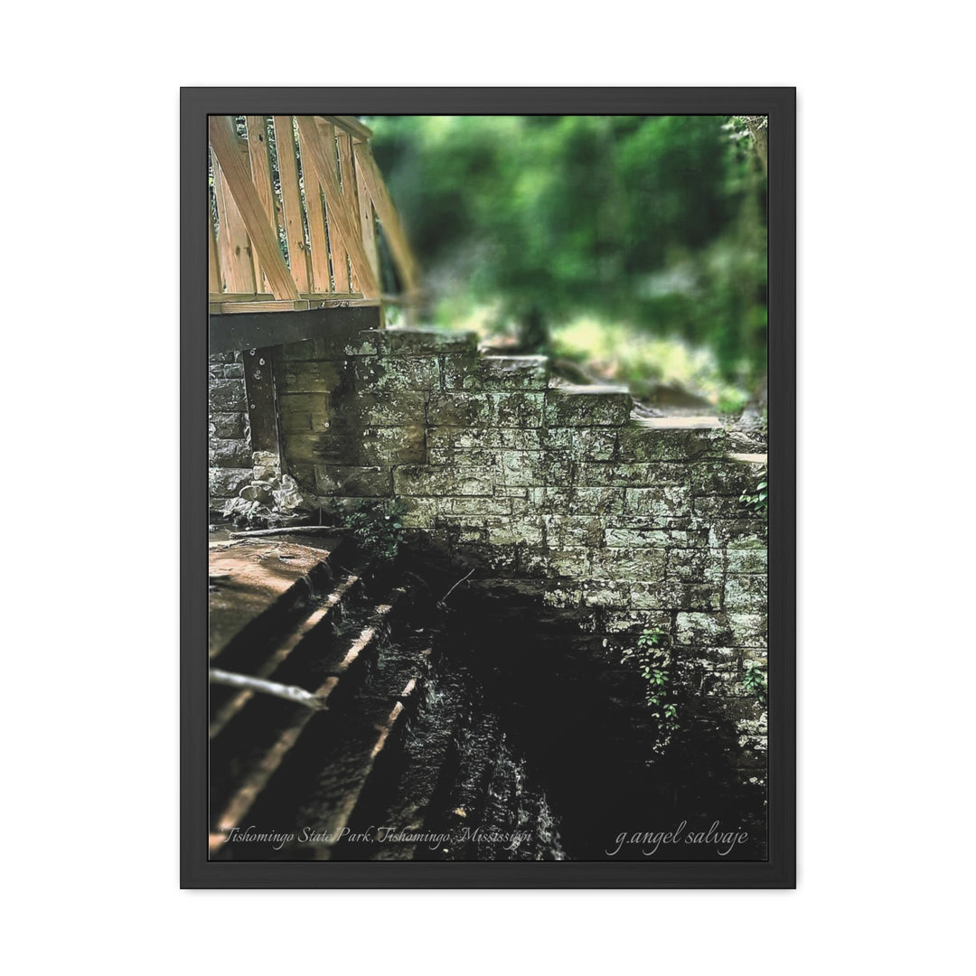 Footbridge Over Cascading Water Framed Posters