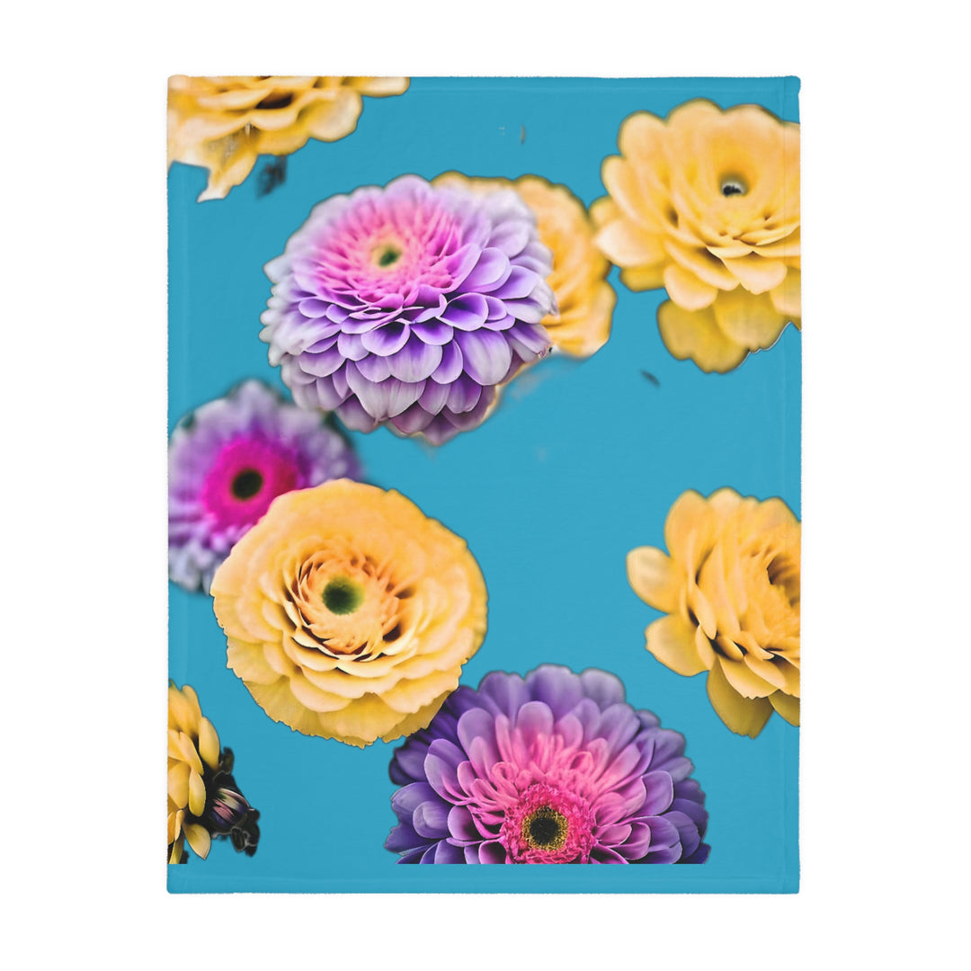 Flower Power style 3 Velveteen Minky Blanket (Two-sided print)