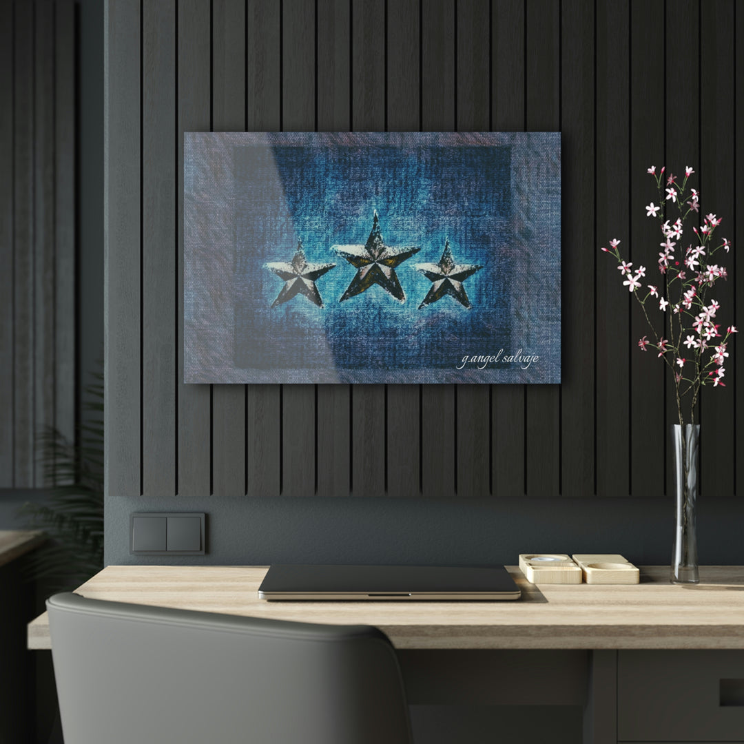 Triple Star in Textured Blues Acrylic Prints