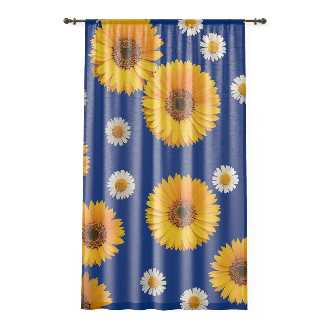 Daiseys onNavy Blue Sheer Window Curtain