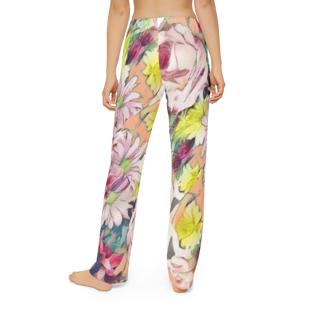 Floral /Coral background Kids Pajama Pants (AOP)