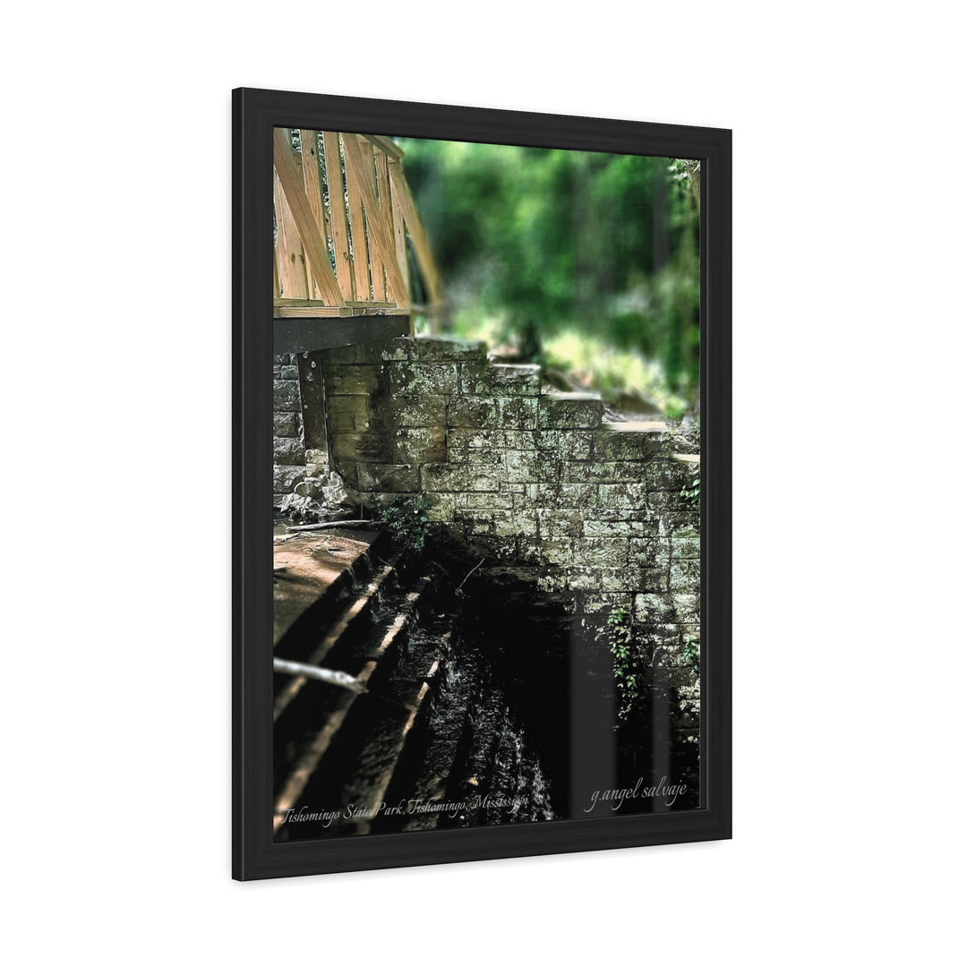 Footbridge Over Cascading Water Framed Posters