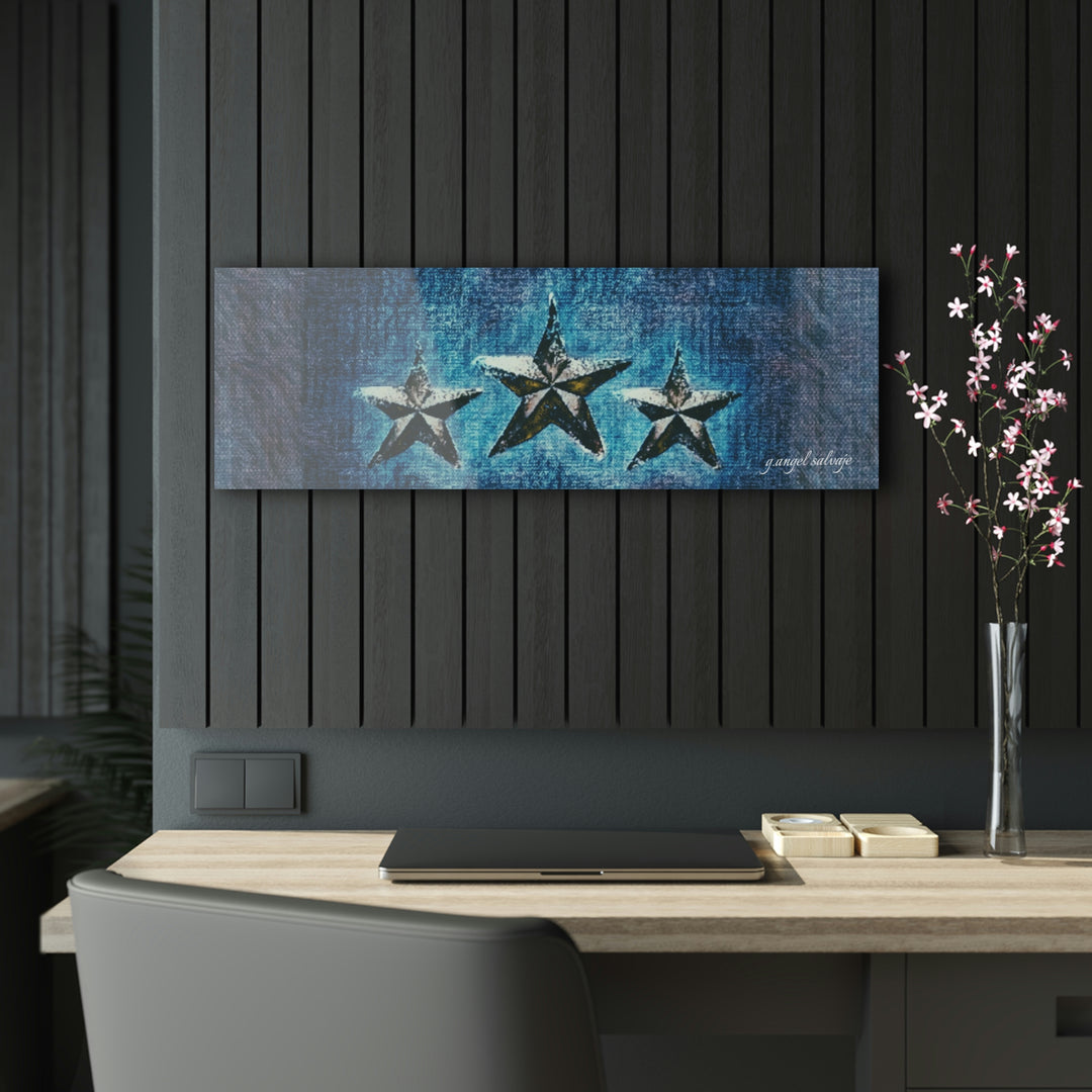 Triple Star in Textured Blues Acrylic Prints