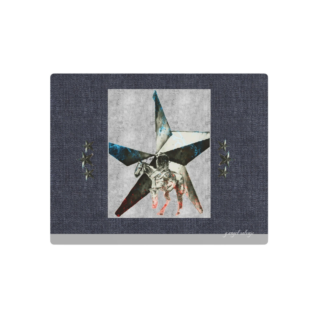 Weeping Cowgirl on Denim Metal Art Sign